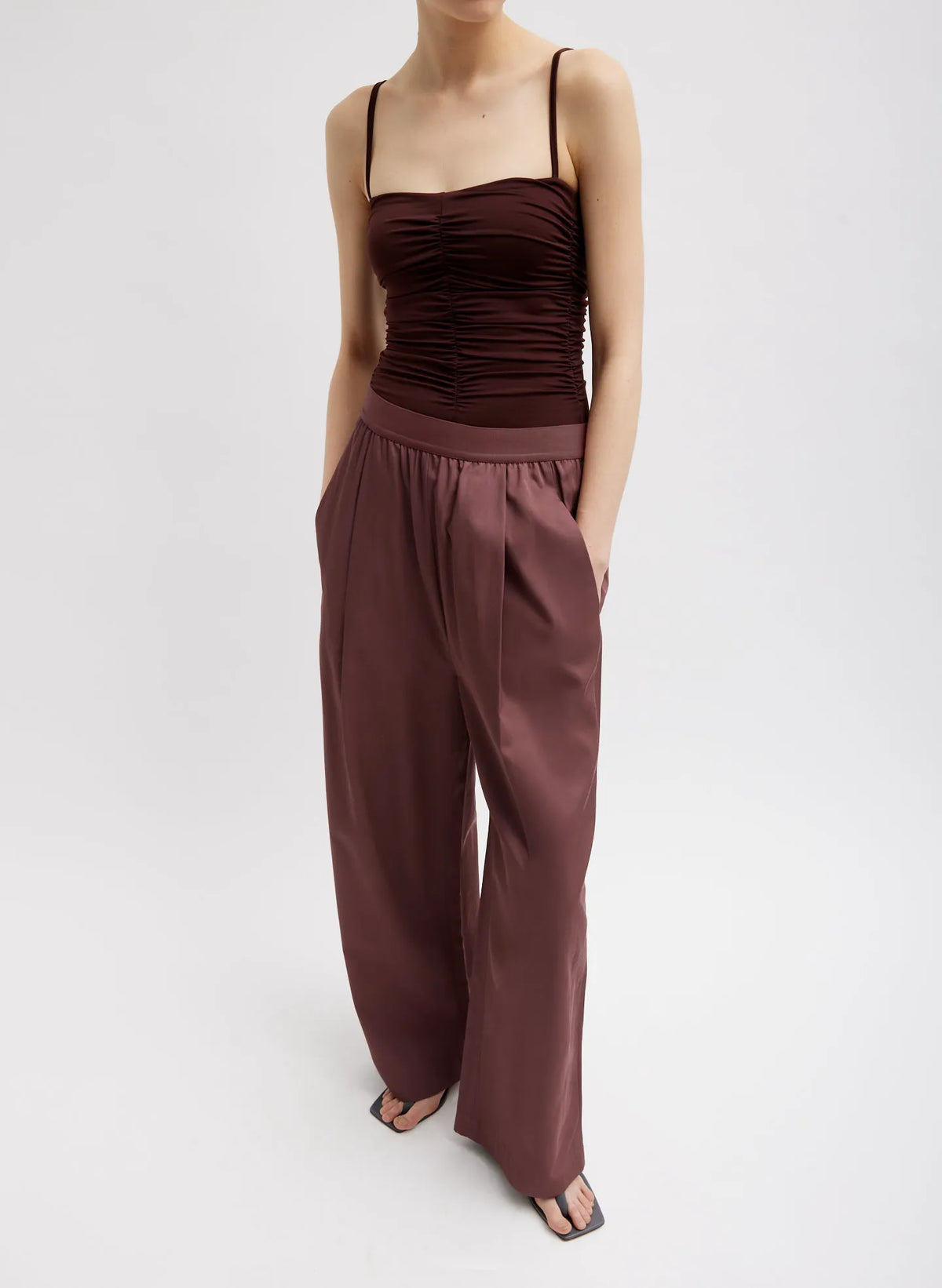 Stretch Light Weight Tech Knit Shirred Cami
