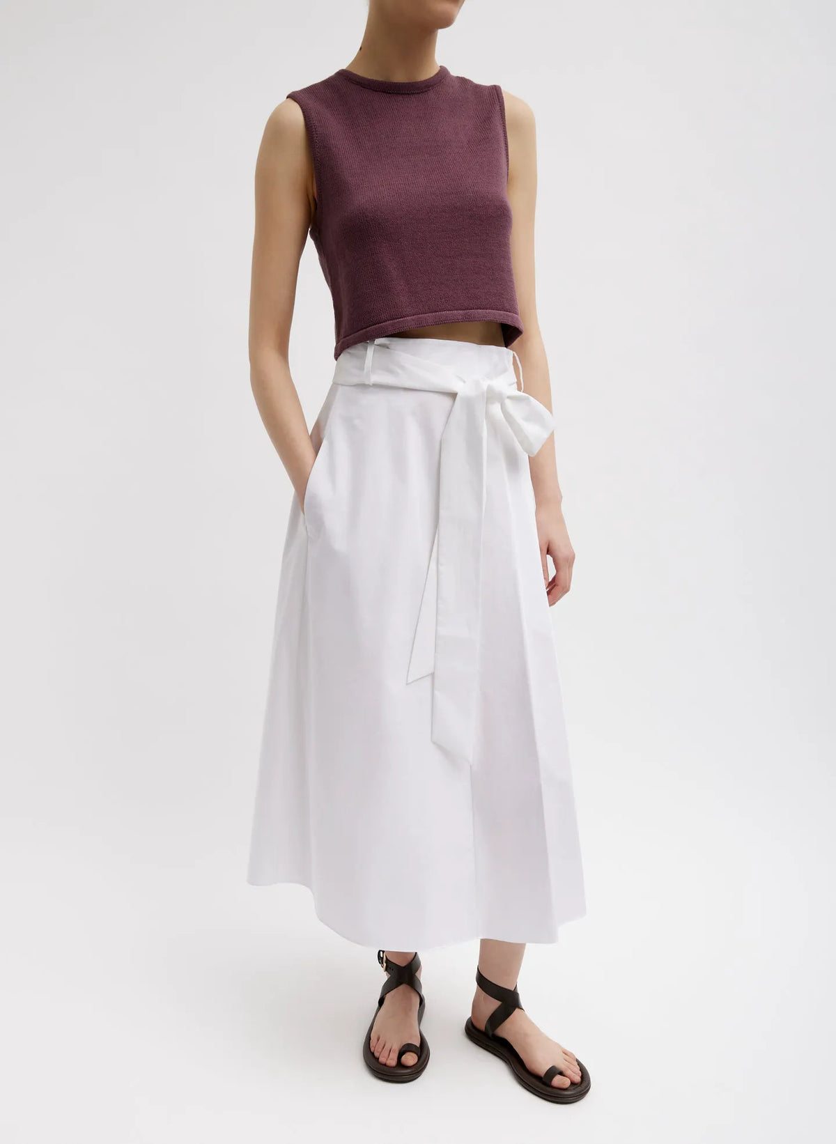 Cotton Criss Cross Cropped Sleeveless Sweater