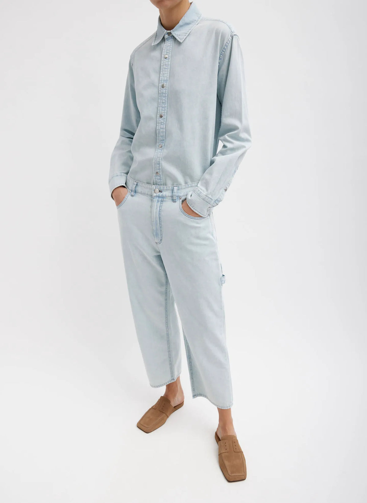 Summer Denim Cropped Slouchy Cargo Jean