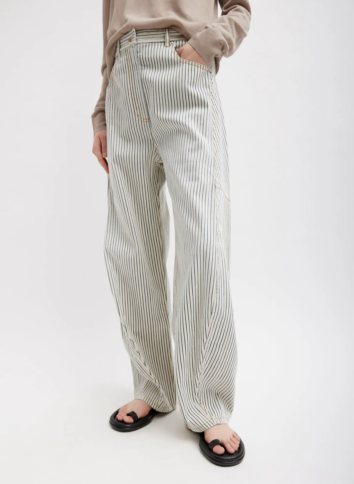Stone Washed Striped Denim Sid Jean