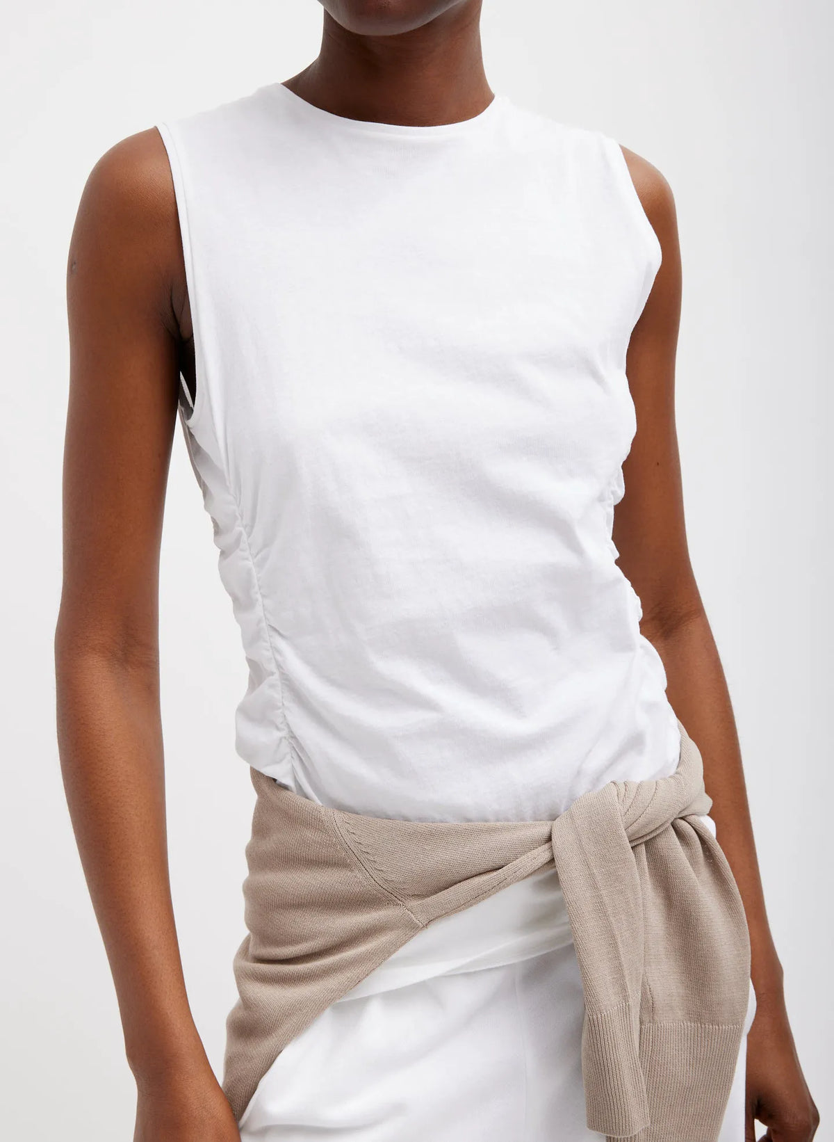 T-Shirting Shirred Crewneck Top