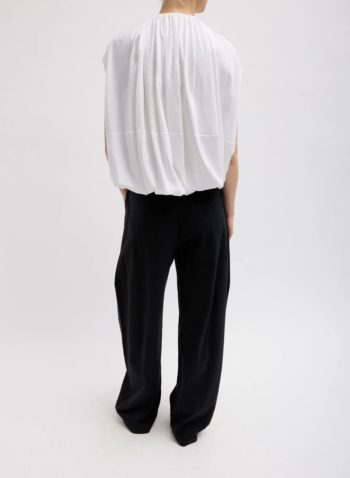 T-Shirting Shirred Neck Circular Top