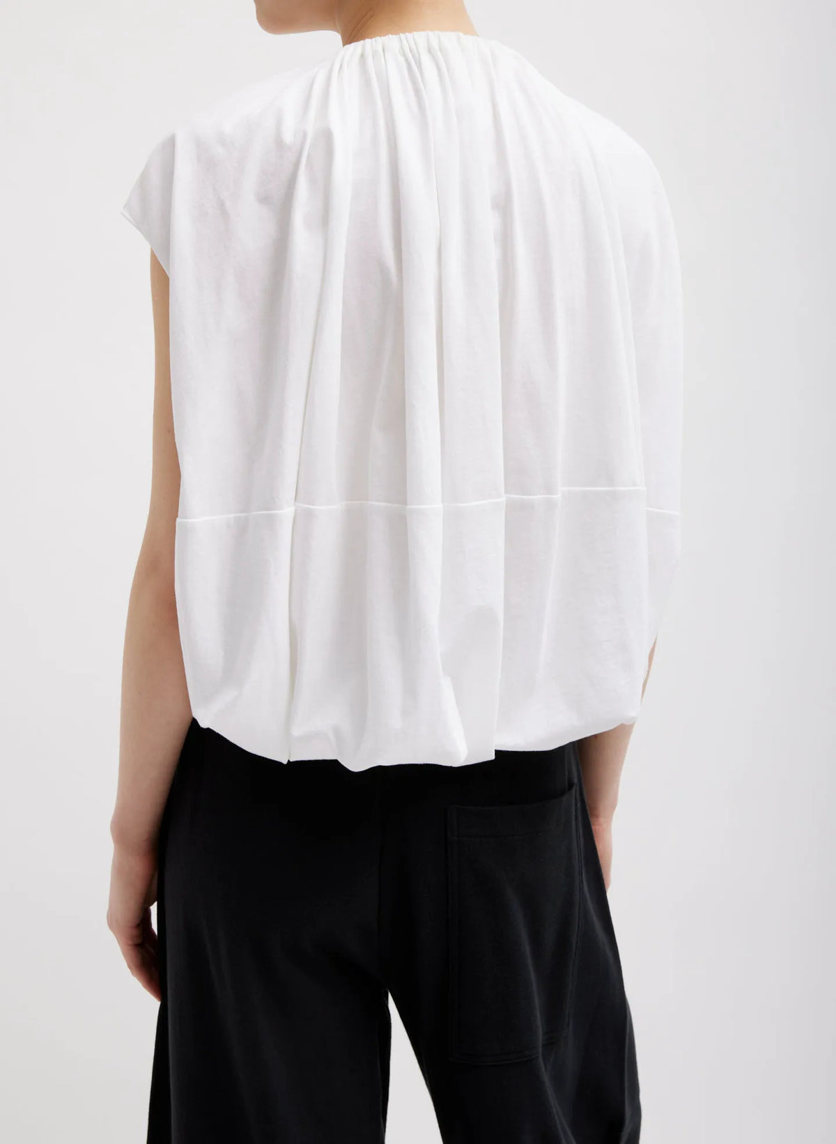 T-Shirting Shirred Neck Circular Top