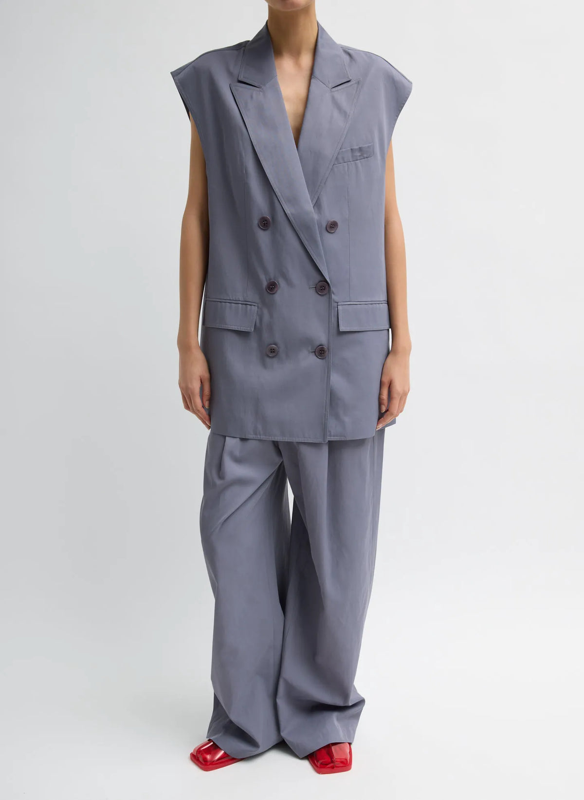Drapey Suiting Oversized Double Breasted Vest