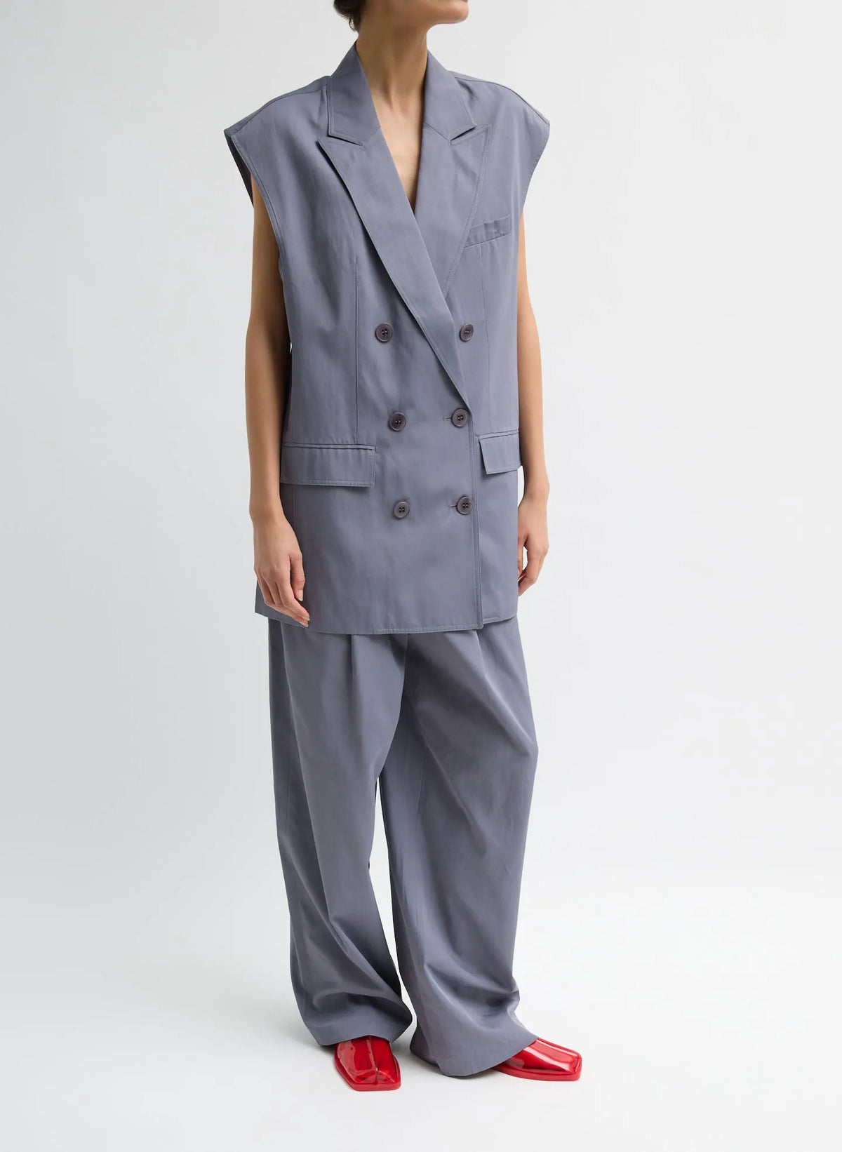 Drapey Suiting Oversized Double Breasted Vest