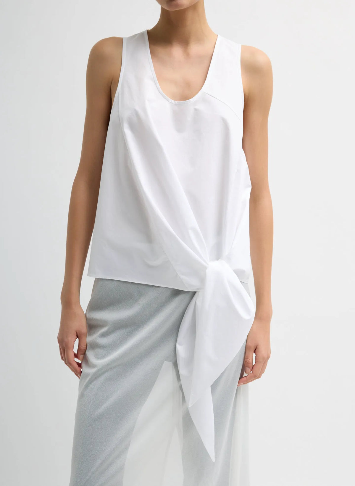 Eco Poplin Tie Front Top