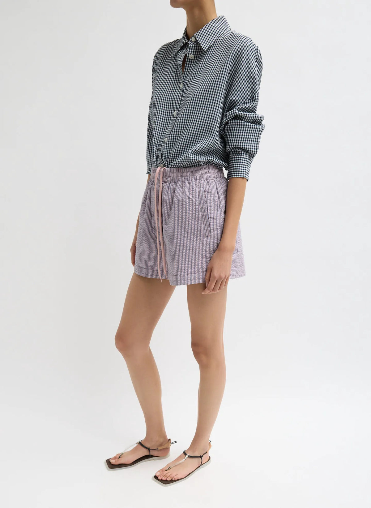 Garment Dyed Seersucker Pull On Shorts