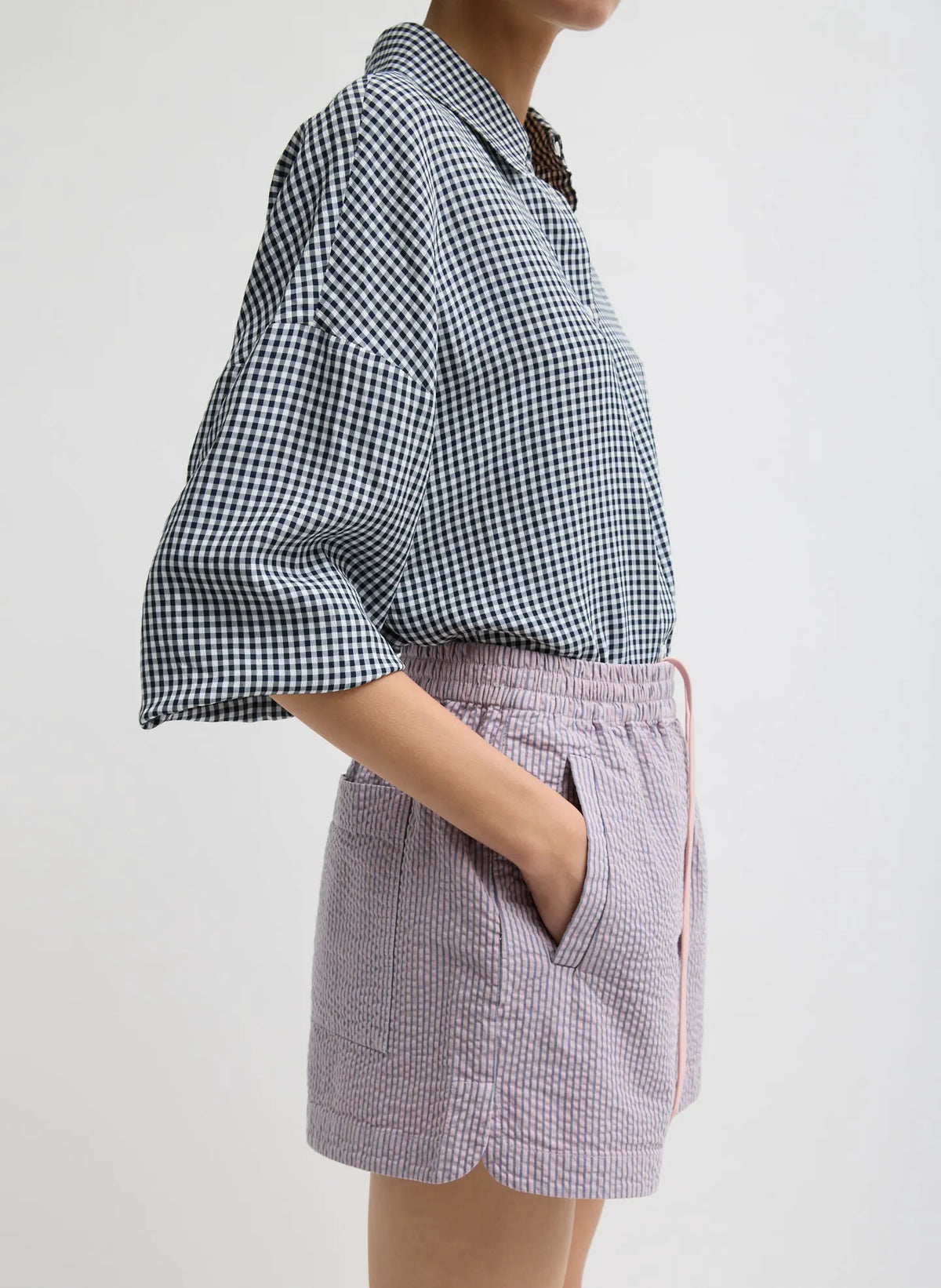 Garment Dyed Seersucker Pull On Shorts