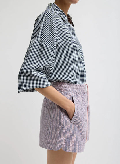 Garment Dyed Seersucker Pull On Shorts