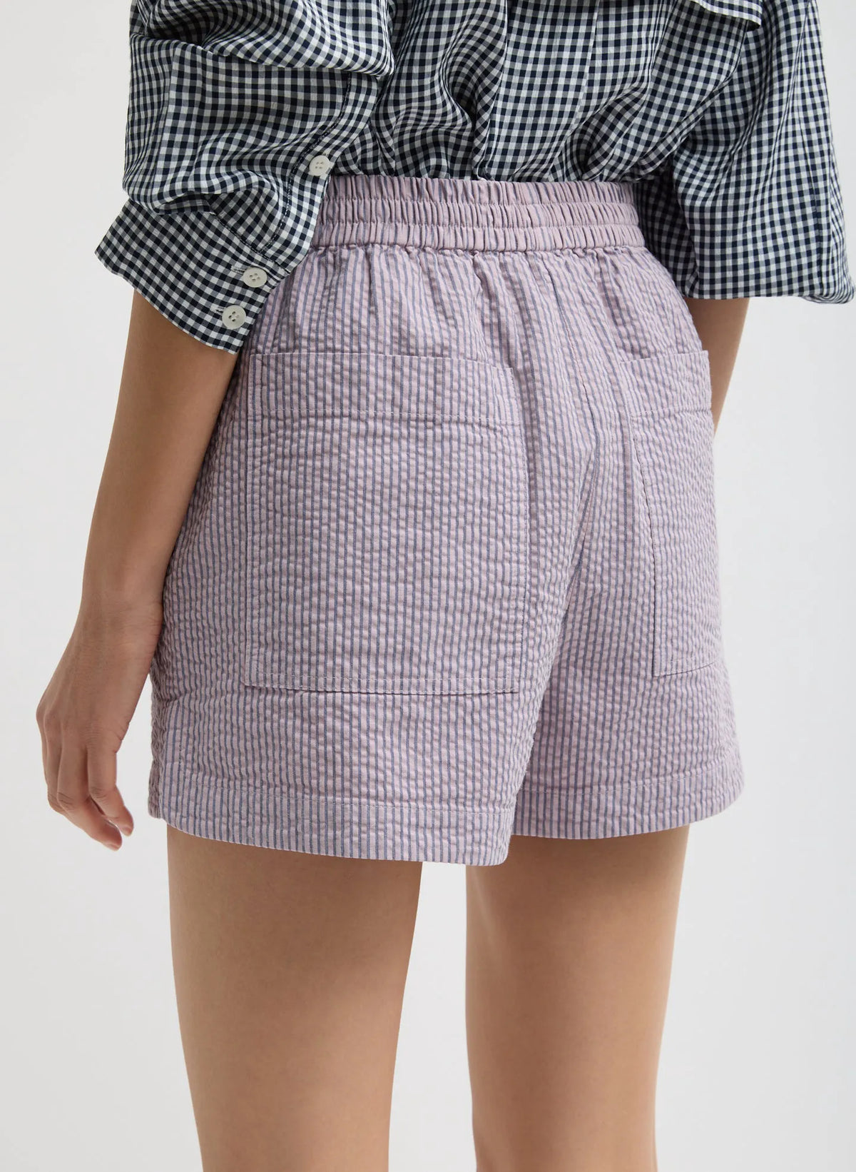 Garment Dyed Seersucker Pull On Shorts