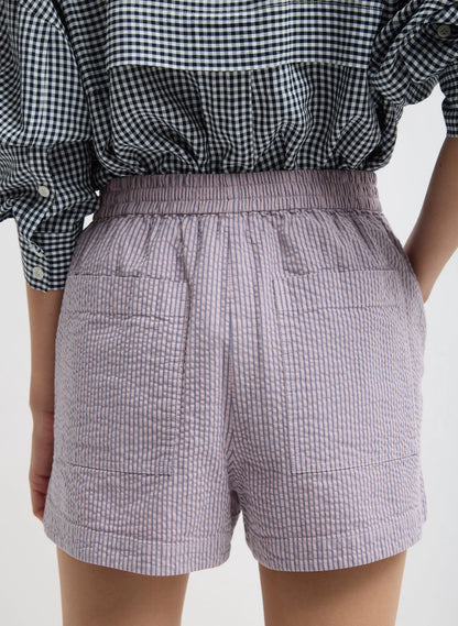 Garment Dyed Seersucker Pull On Shorts