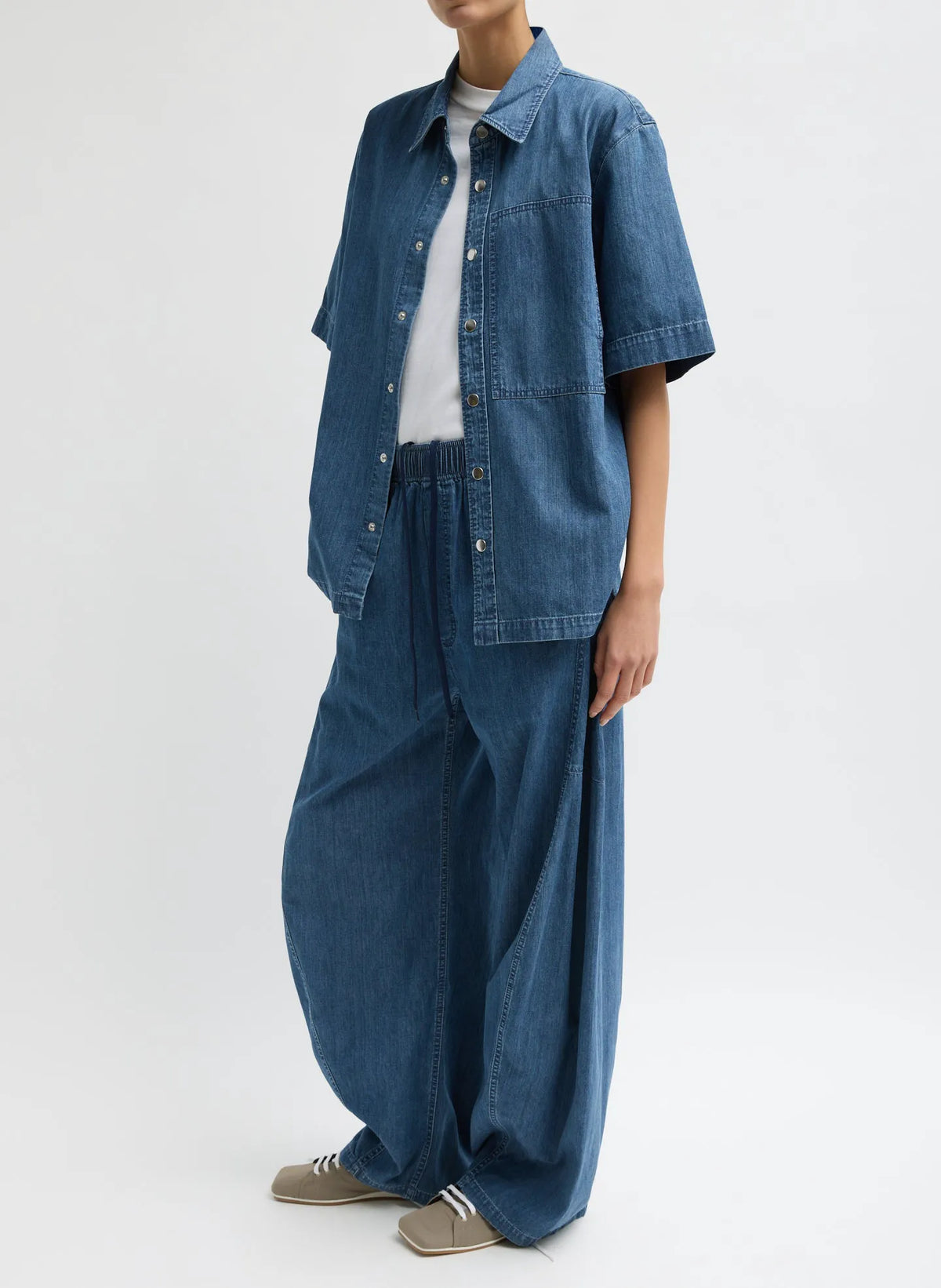 Summer Denim Classic Wash Camp Shirt