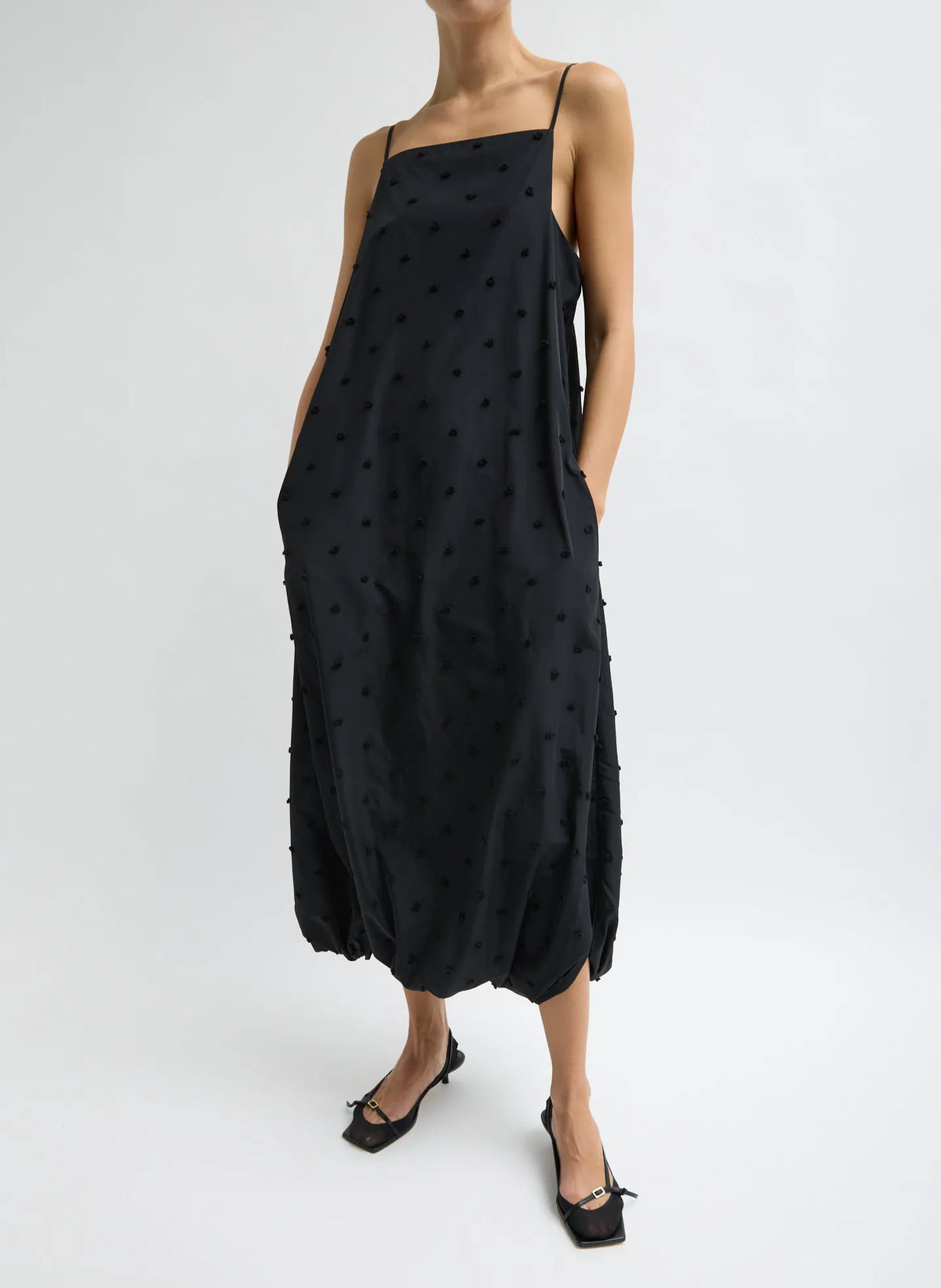 Tech Swiss Dot Square Neck Cami Dress