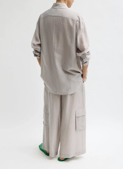 Silk Voile Cargo Triple Pleat Pant