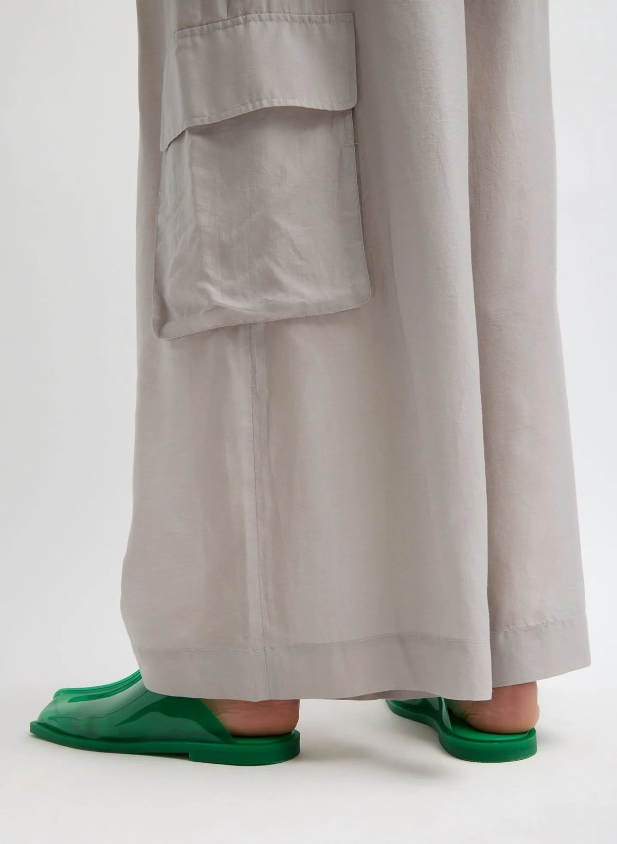 Silk Voile Cargo Triple Pleat Pant