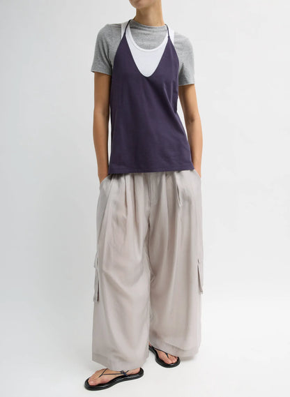 Silk Voile Cargo Triple Pleat Pant