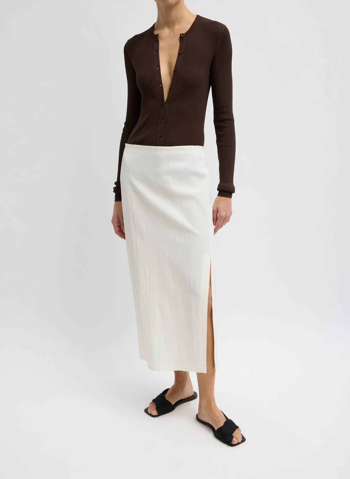 Creased Stretch Crepe Skirt