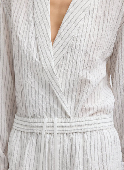 Crinkle Stripe Summer Suiting Relaxed Long Short