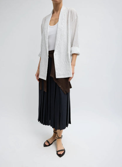 Crinkle Stripe Suiting Shawl Collar Jacket