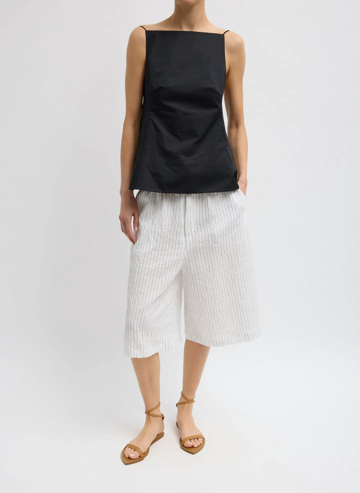 Eco Poplin Strappy Open Back Top