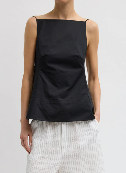 Eco Poplin Strappy Open Back Top