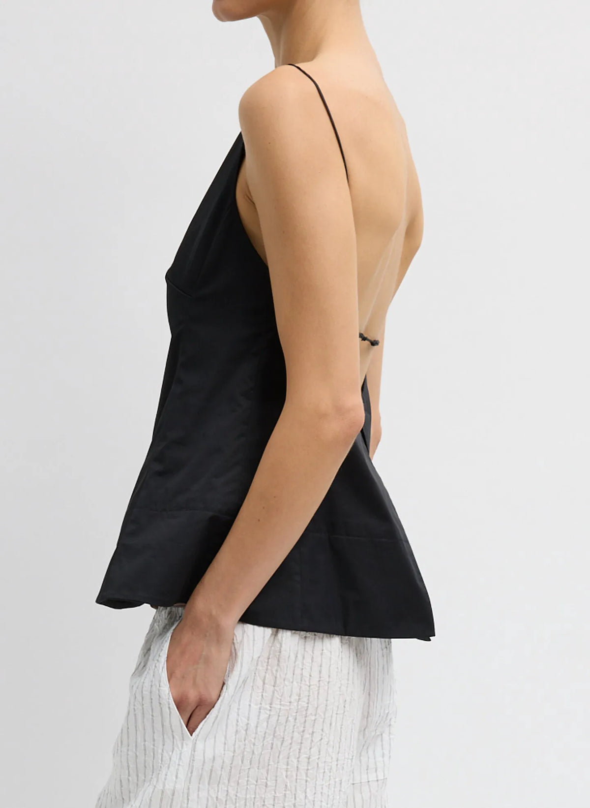 Eco Poplin Strappy Open Back Top