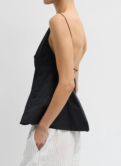 Eco Poplin Strappy Open Back Top