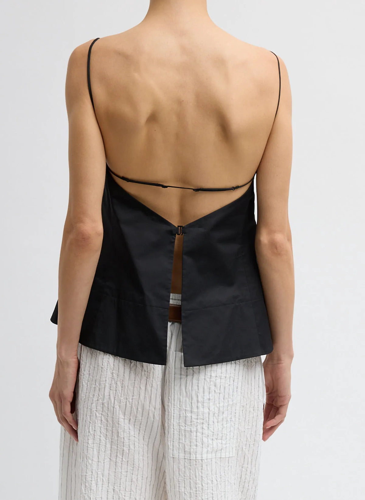 Eco Poplin Strappy Open Back Top