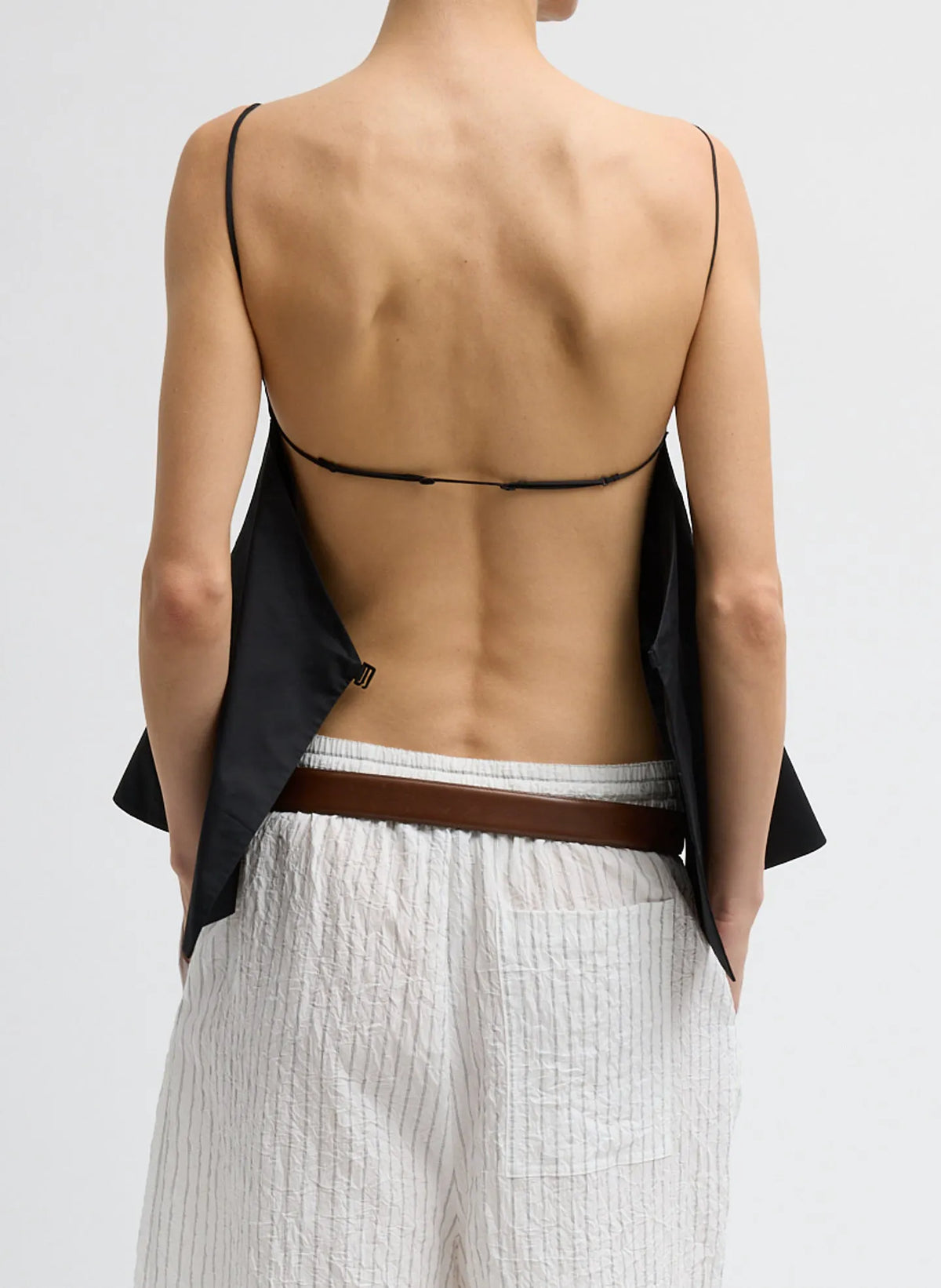 Eco Poplin Strappy Open Back Top