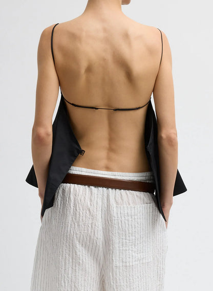 Eco Poplin Strappy Open Back Top
