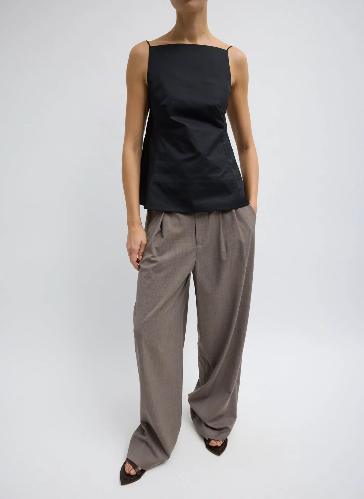 Eco Poplin Strappy Open Back Top