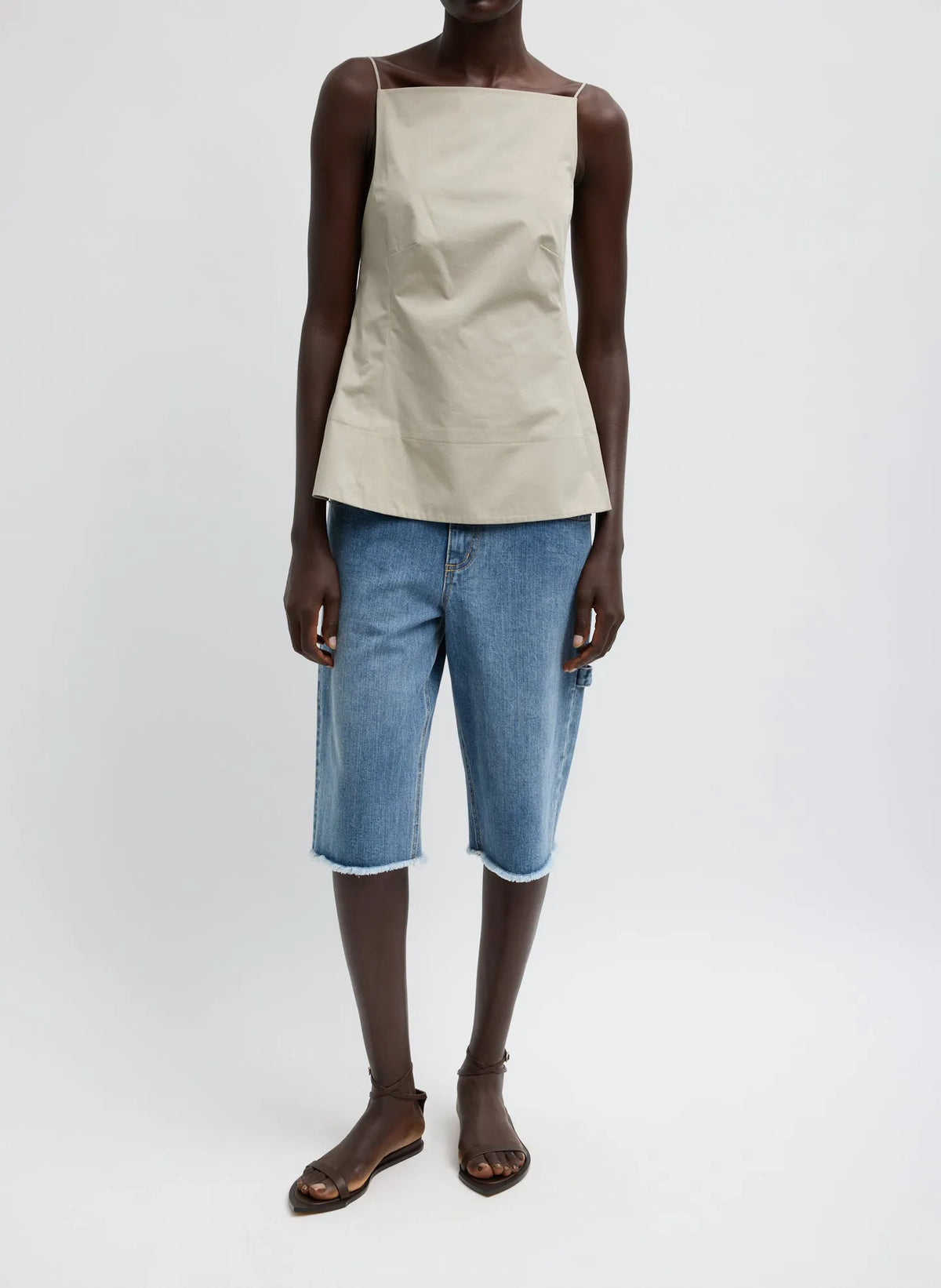 Eco Poplin Strappy Open Back Top