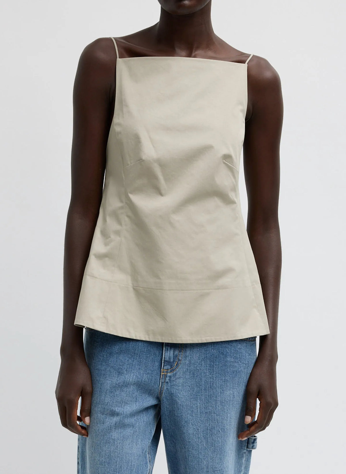 Eco Poplin Strappy Open Back Top