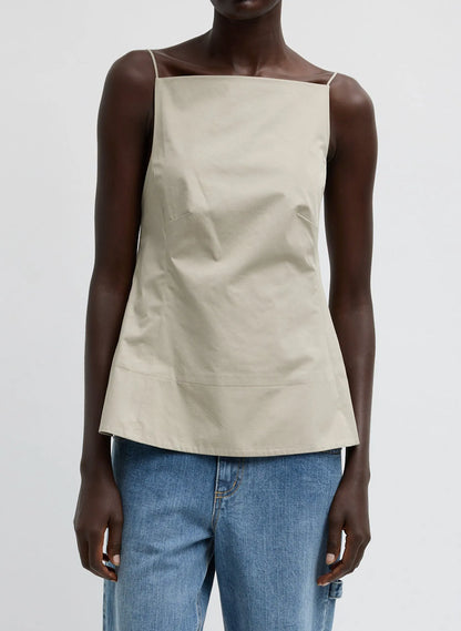 Eco Poplin Strappy Open Back Top