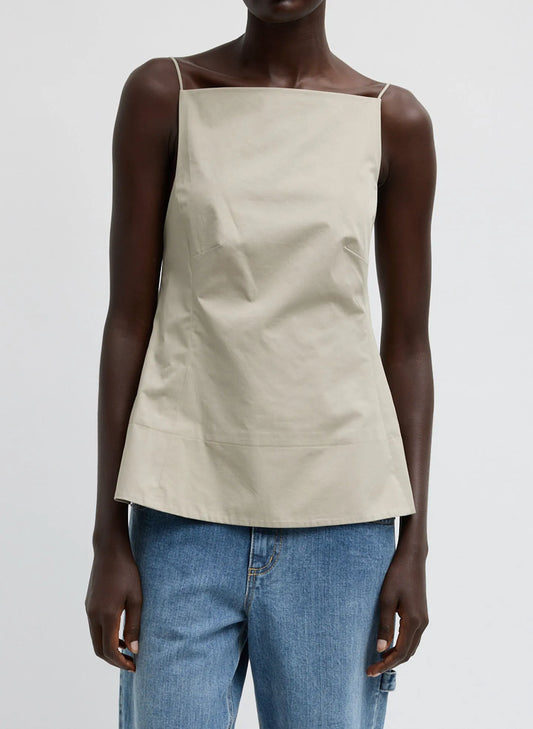 Eco Poplin Strappy Open Back Top