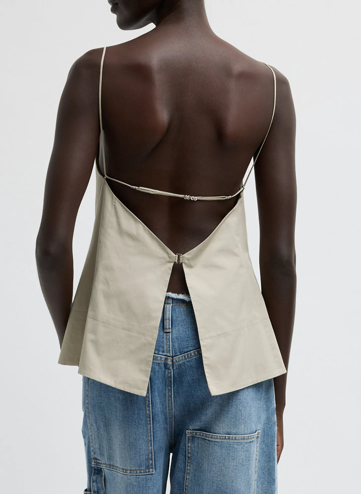 Eco Poplin Strappy Open Back Top