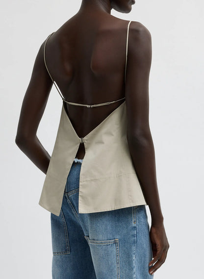 Eco Poplin Strappy Open Back Top