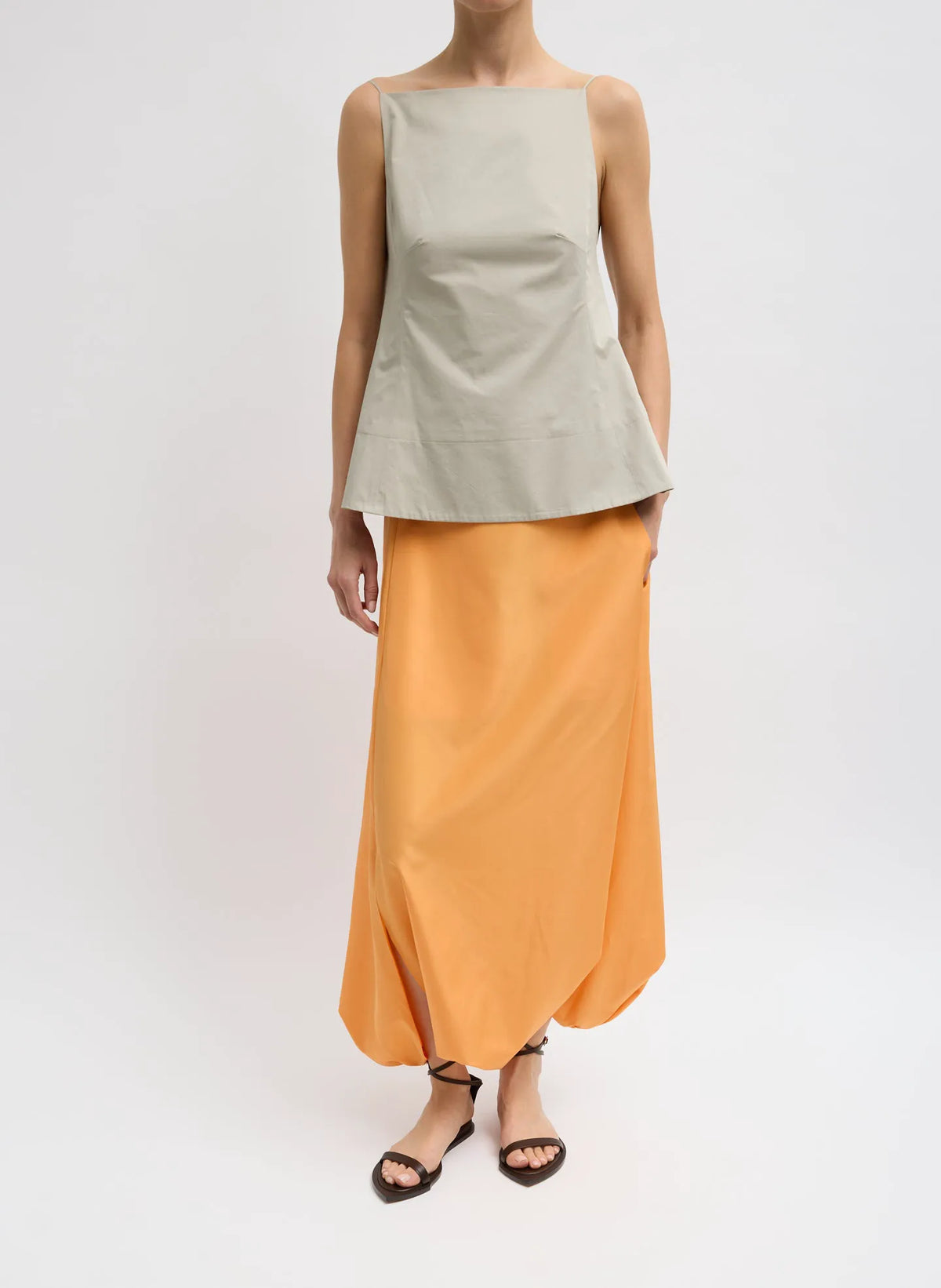 Eco Poplin Strappy Open Back Top