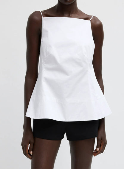Eco Poplin Strappy Open Back Top