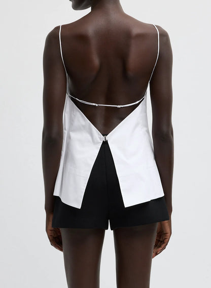 Eco Poplin Strappy Open Back Top