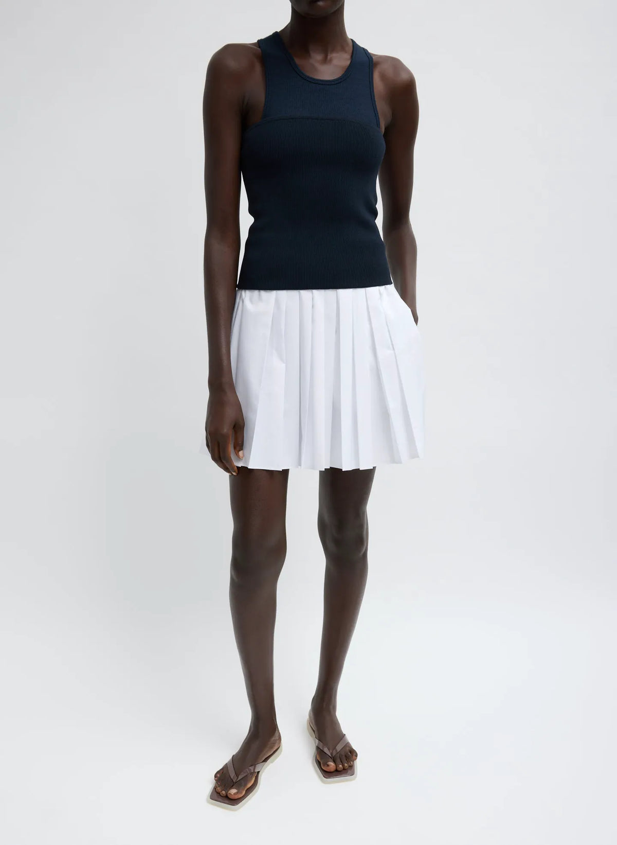 Summer Nylon Pull On Mini Skirt