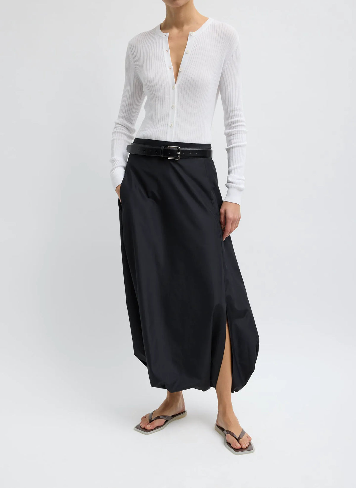 Summer Nylon Flat Front Jalouise Skirt