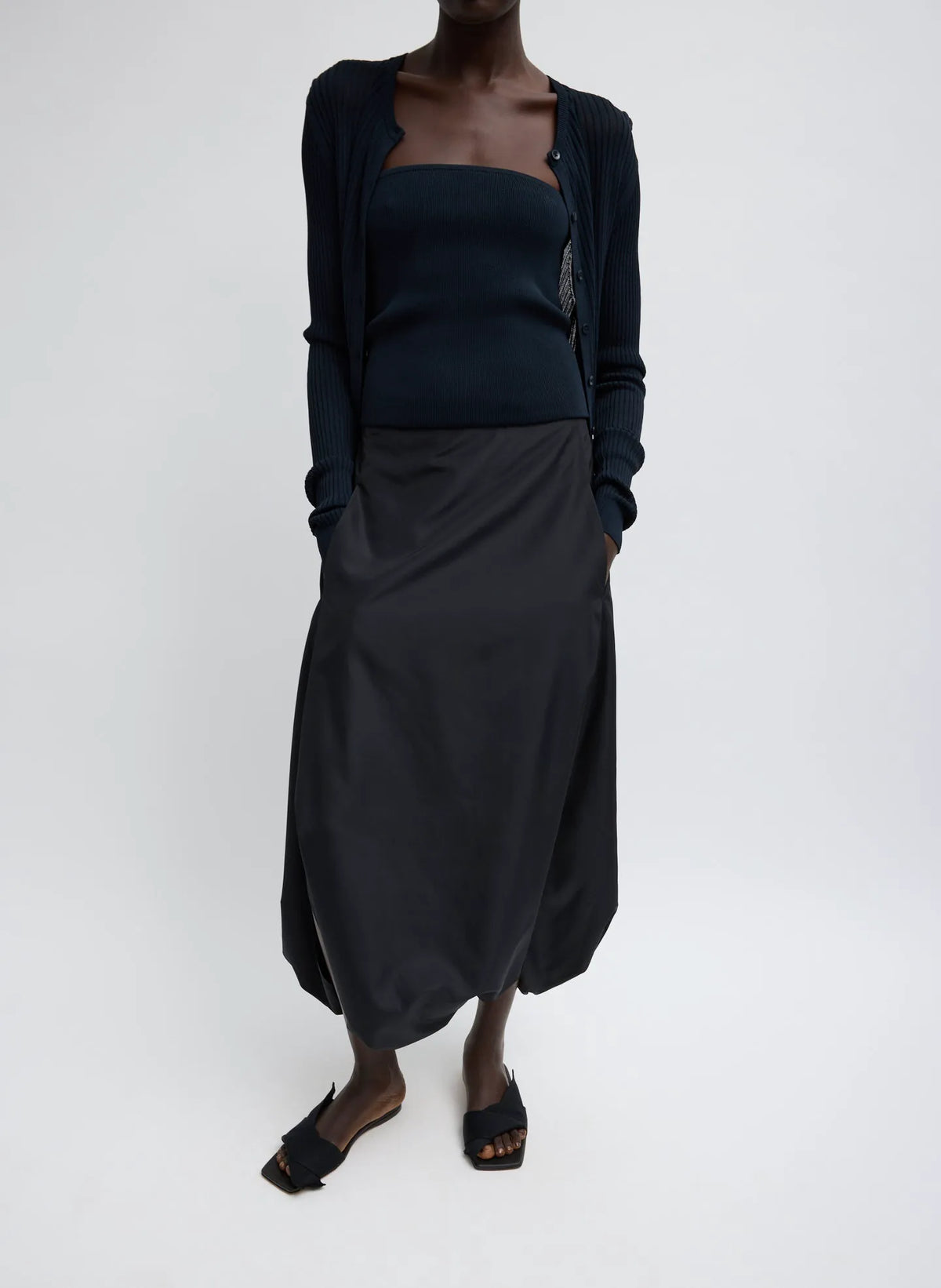 Summer Nylon Flat Front Jalouise Skirt