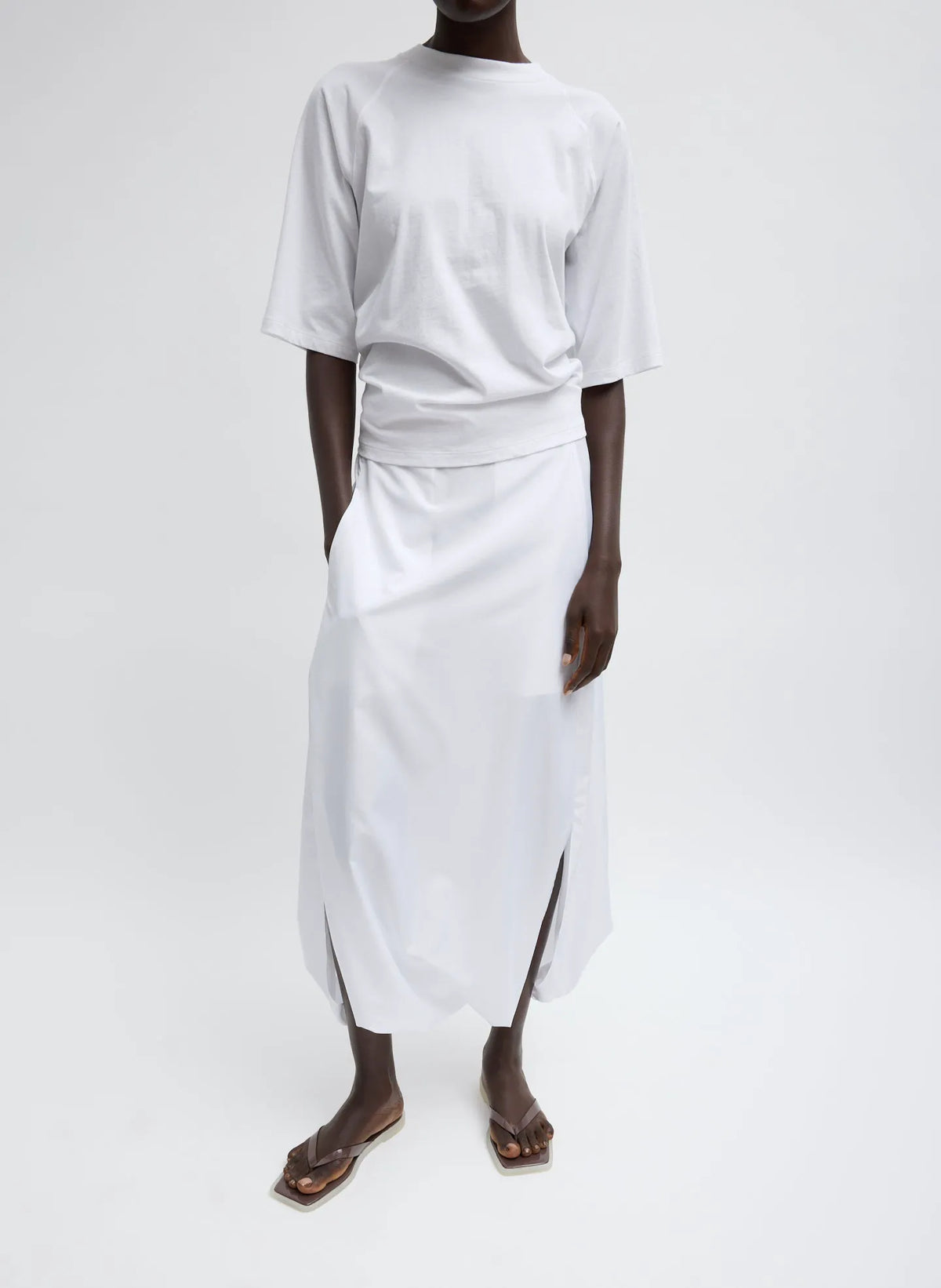 Summer Nylon Flat Front Jalouise Skirt