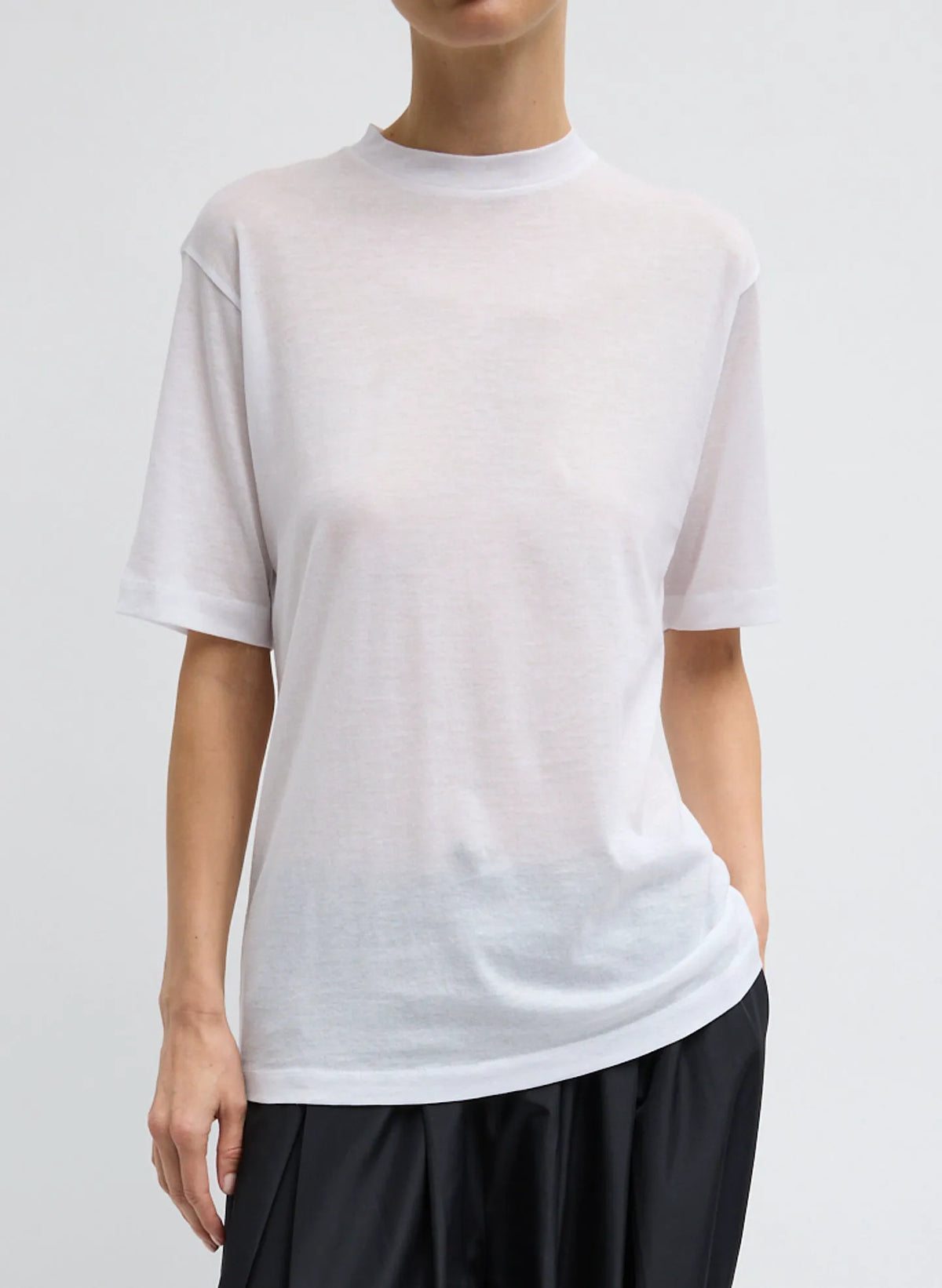 Sheer Crepe Knit Mock Unisex T-Shirt