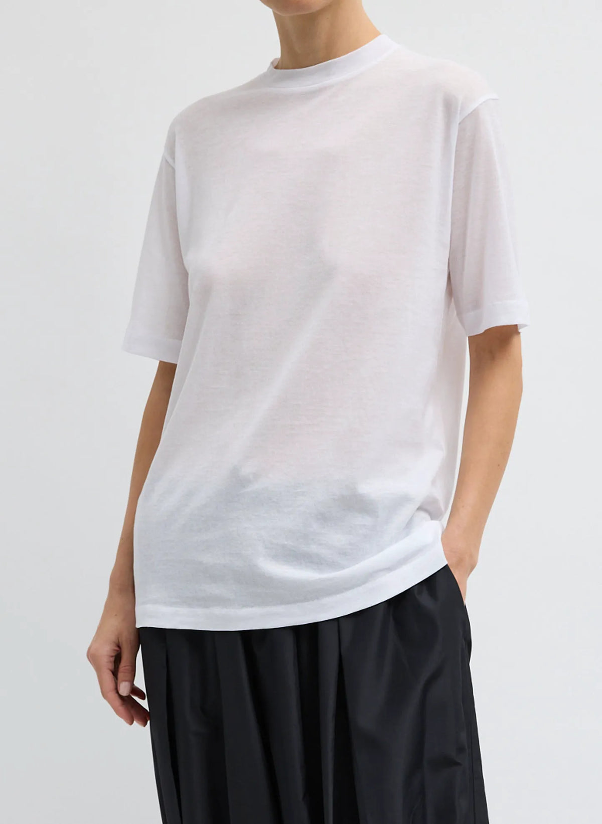 Sheer Crepe Knit Mock Unisex T-Shirt
