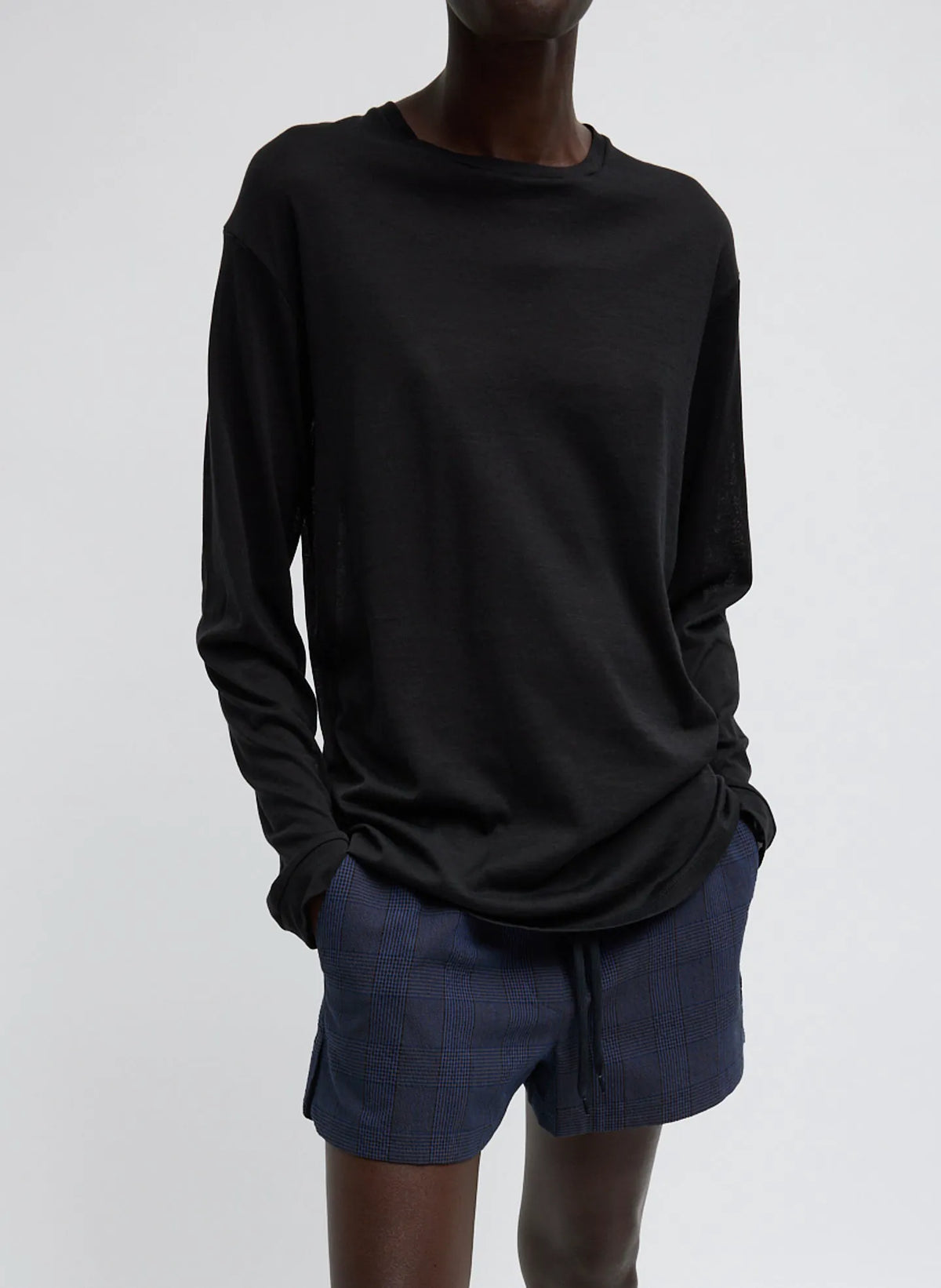 Sheer Crepe Knit Crewneck Unisex Long Sleeve T-Shirt