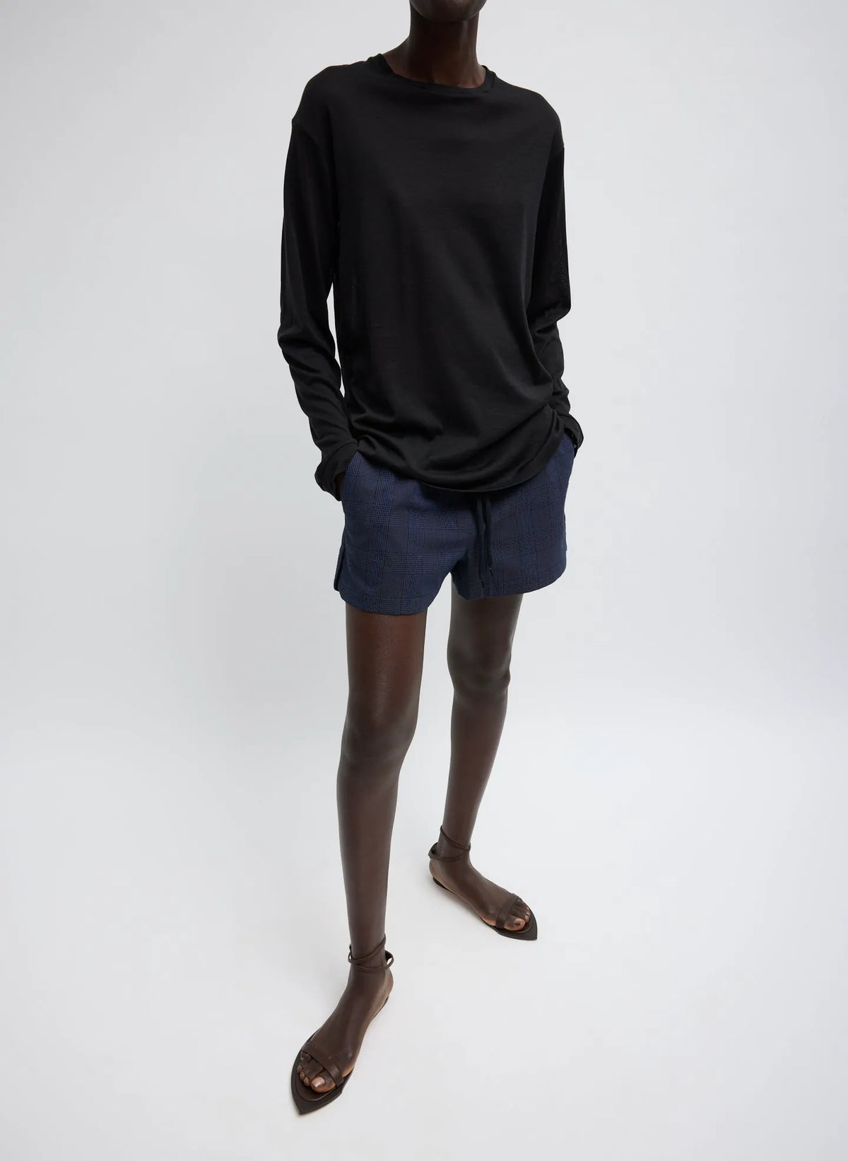 Sheer Crepe Knit Crewneck Unisex Long Sleeve T-Shirt