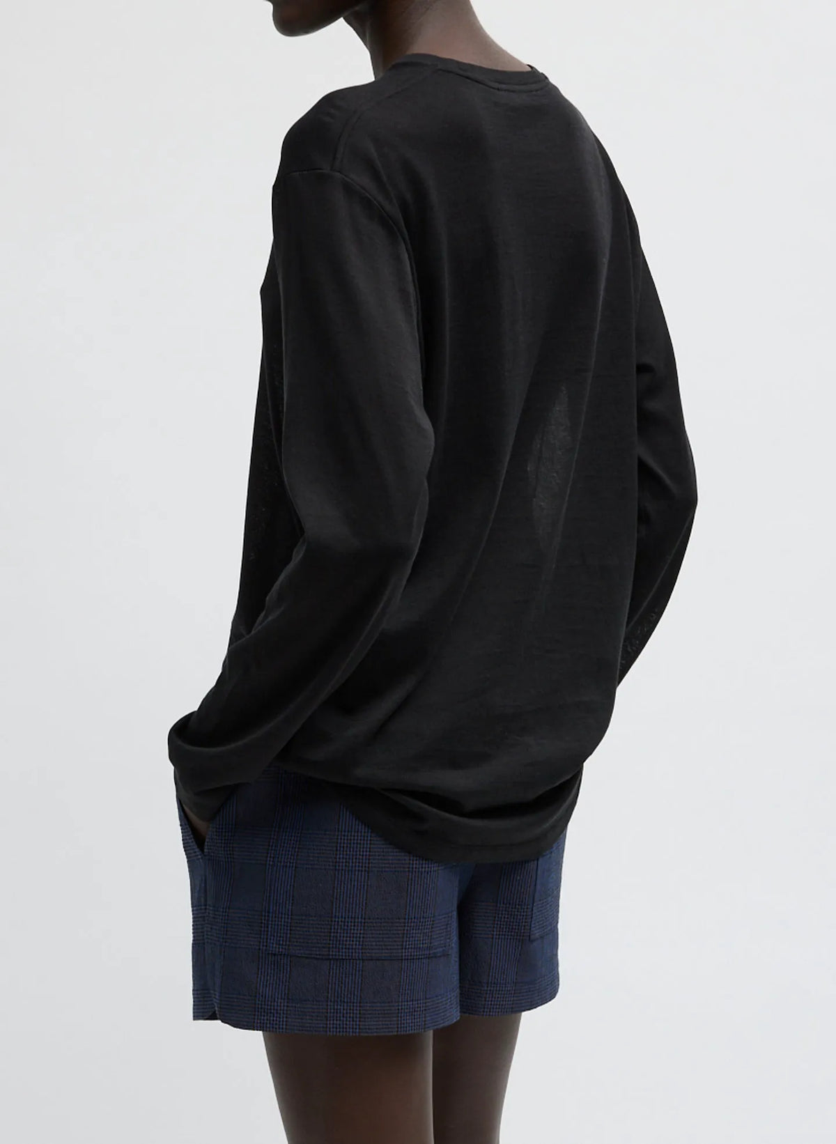 Sheer Crepe Knit Crewneck Unisex Long Sleeve T-Shirt