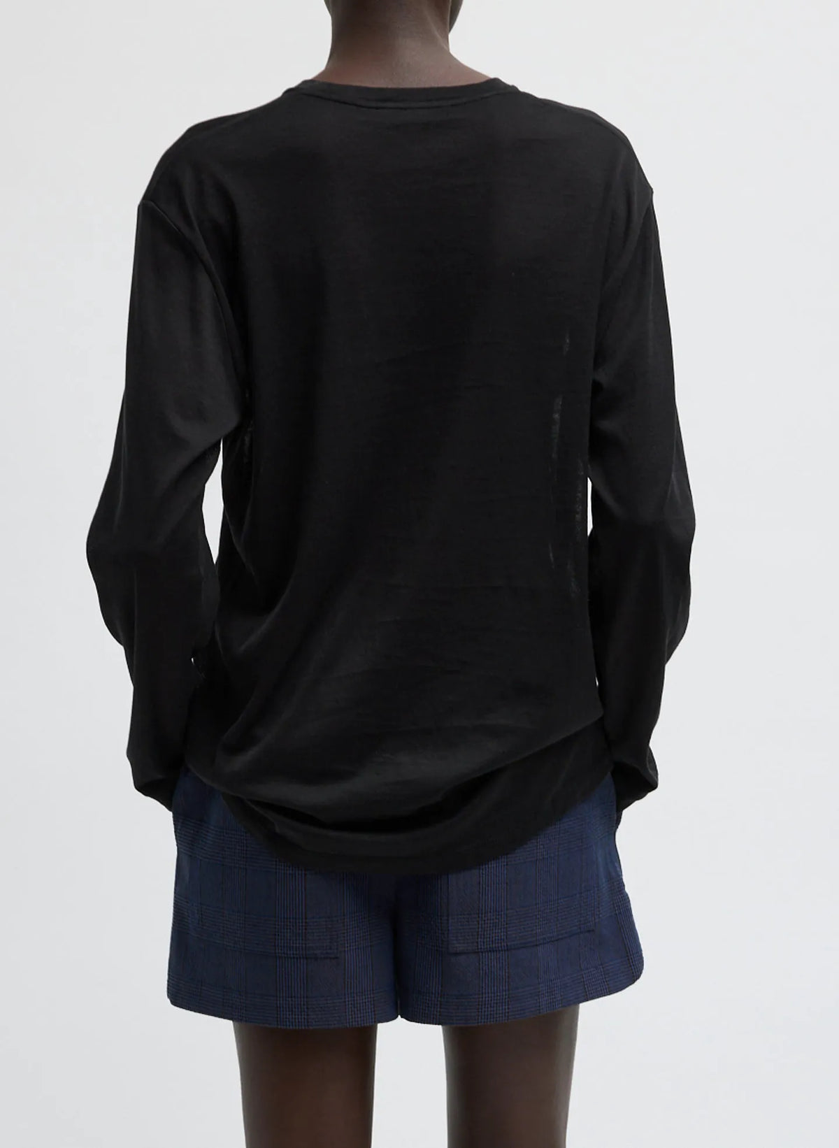 Sheer Crepe Knit Crewneck Unisex Long Sleeve T-Shirt